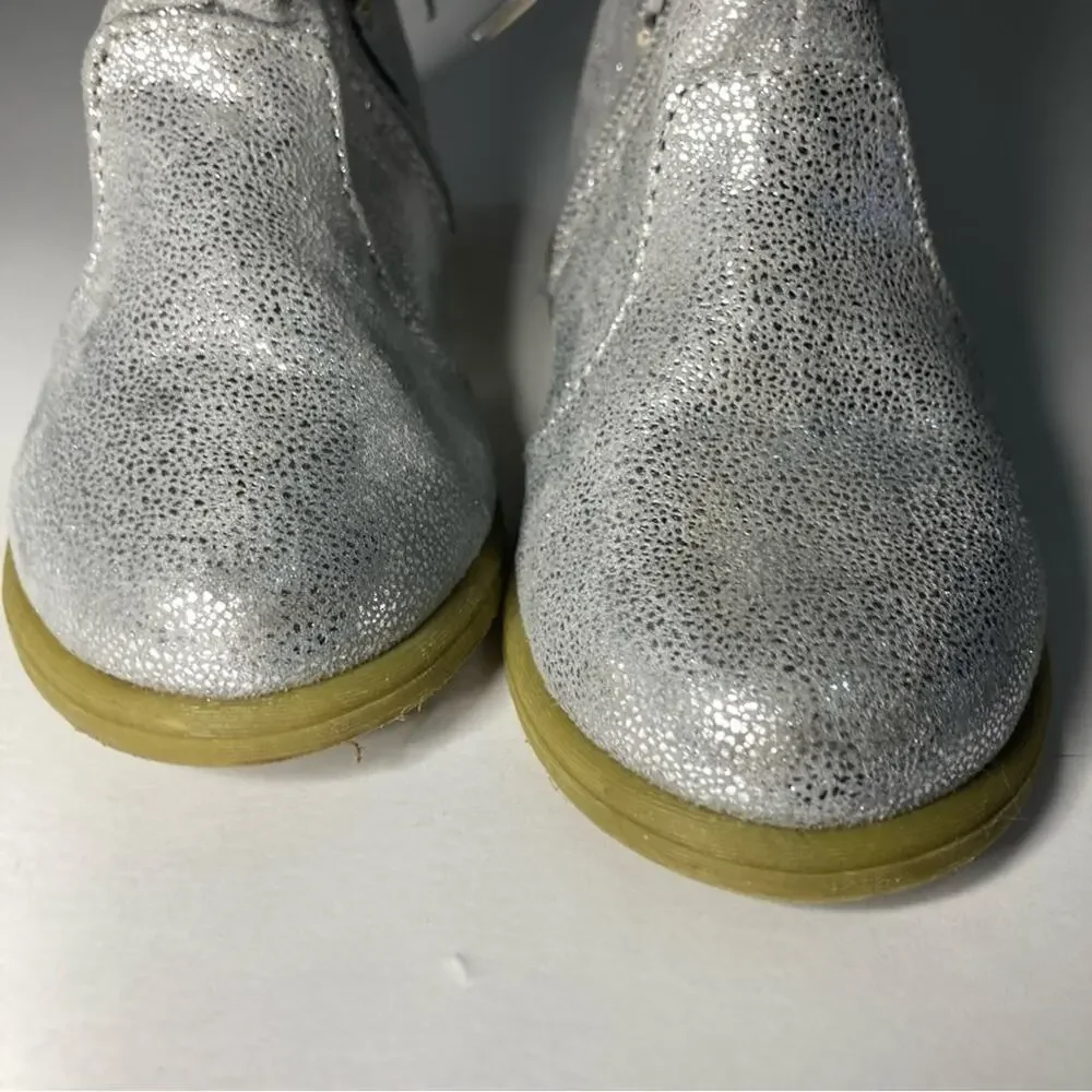 Gymboree Enchanted Winter Silver Glitter Bow Zip Up Ankle Boots Shoes